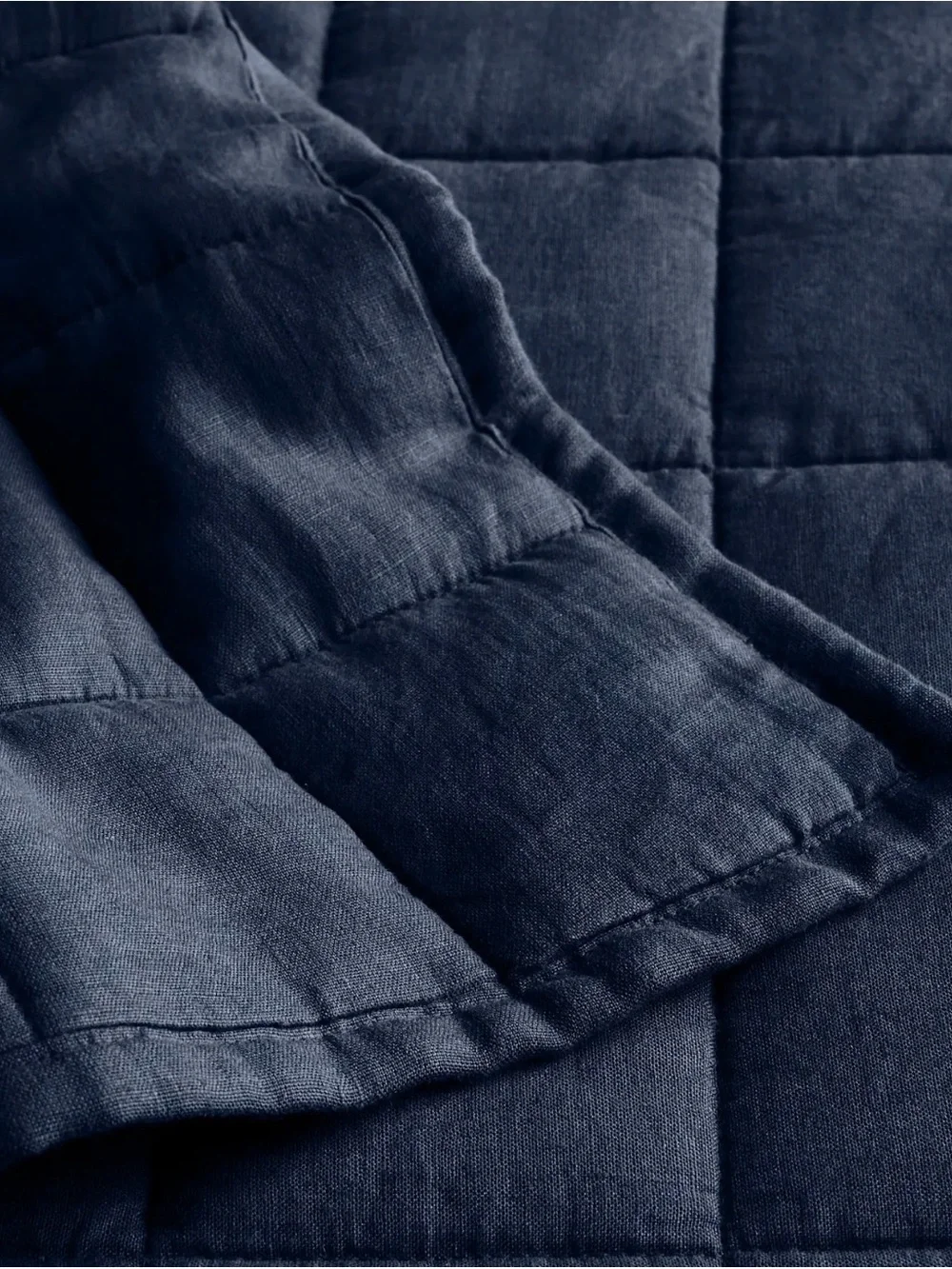NWOT Quince European Linen Box Quilt in Navy - Full/Queen - Retail $164